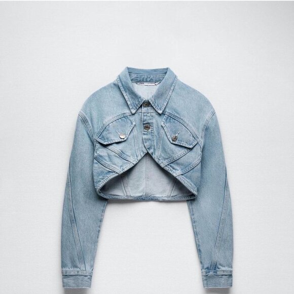 Zara denim two-piece set (cropped jacket and jeans) - Picture 2 of 3